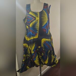 African print sleeveless dress one size